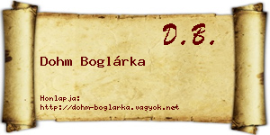Dohm Boglárka névjegykártya