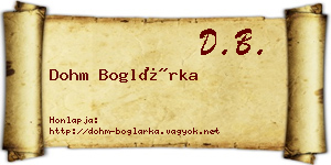 Dohm Boglárka névjegykártya